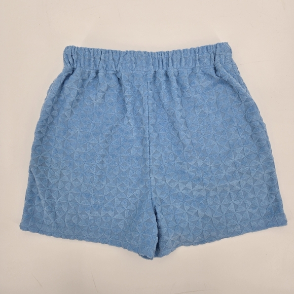 Textured Terry Cloth 7 For All Man Kind Blue Drawstring Shorts Size:Small - Picture 7 of 10